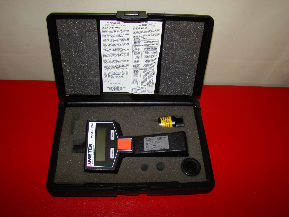 Ametek 1726 Dual Function Digital Tachometer RPM Contact NonContact