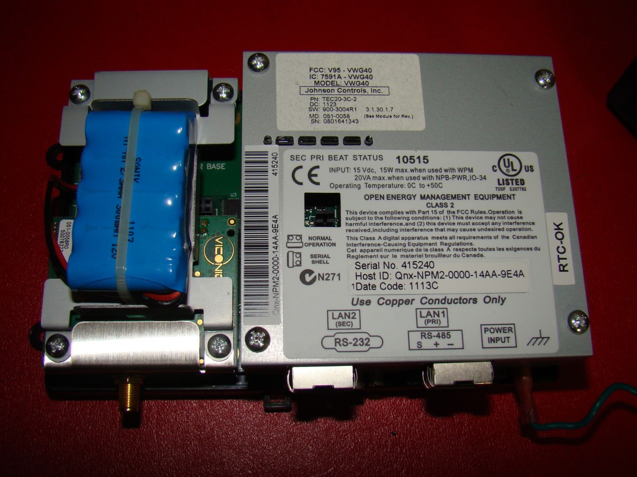 JOHNSON CONTROLS TEC203C2 TEC203C2 IP or MS/T) Wireless TEC