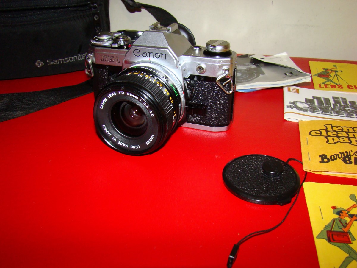 Vintage Canon AE-1 35mm SLR Film Camera w/ 28mm 1:2.8 Very Rare