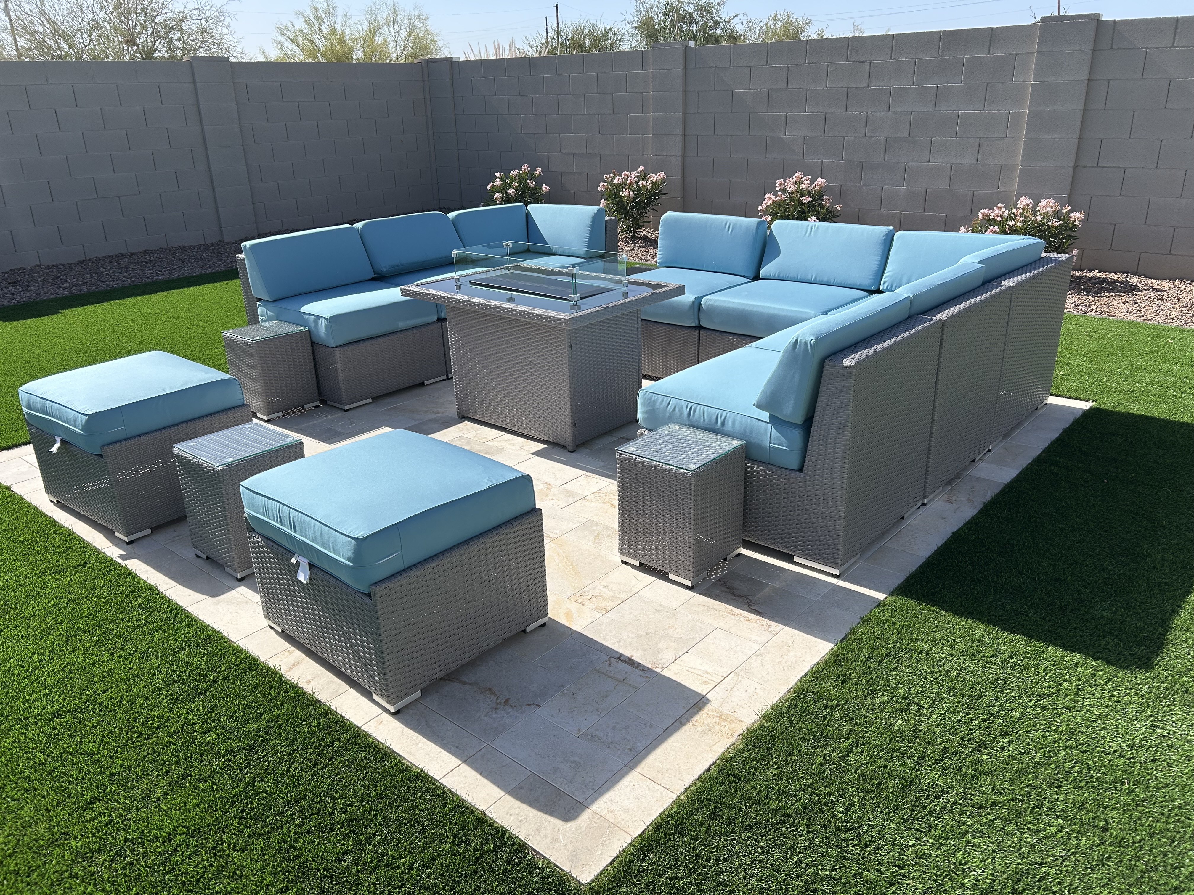 11 Piece Ohana Outdoor Patio Furniture Black Wicker Conversation
