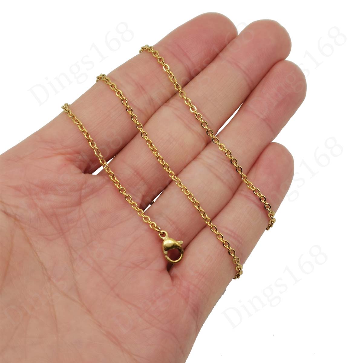 Genuine 18K Yellow Gold Filled Italian 16 inch 2.4 mm Cable Chain Necklace R146G