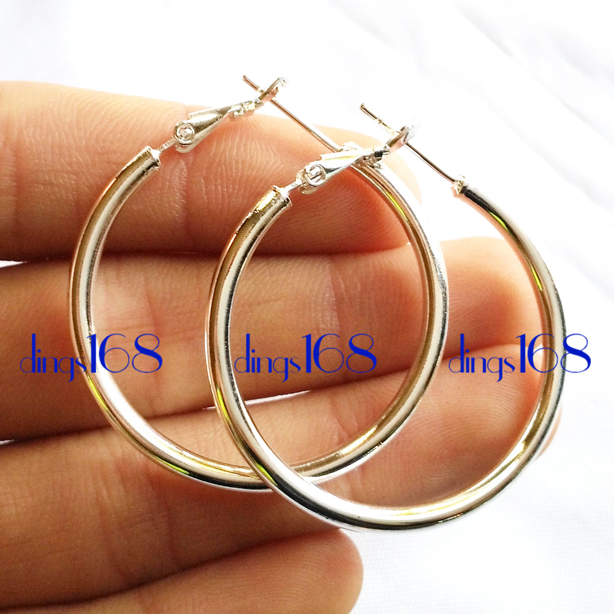 Designer Inspired Genuine 925 Sterling Silver 2 mm Thin Shiny Tube Hoop Earrings