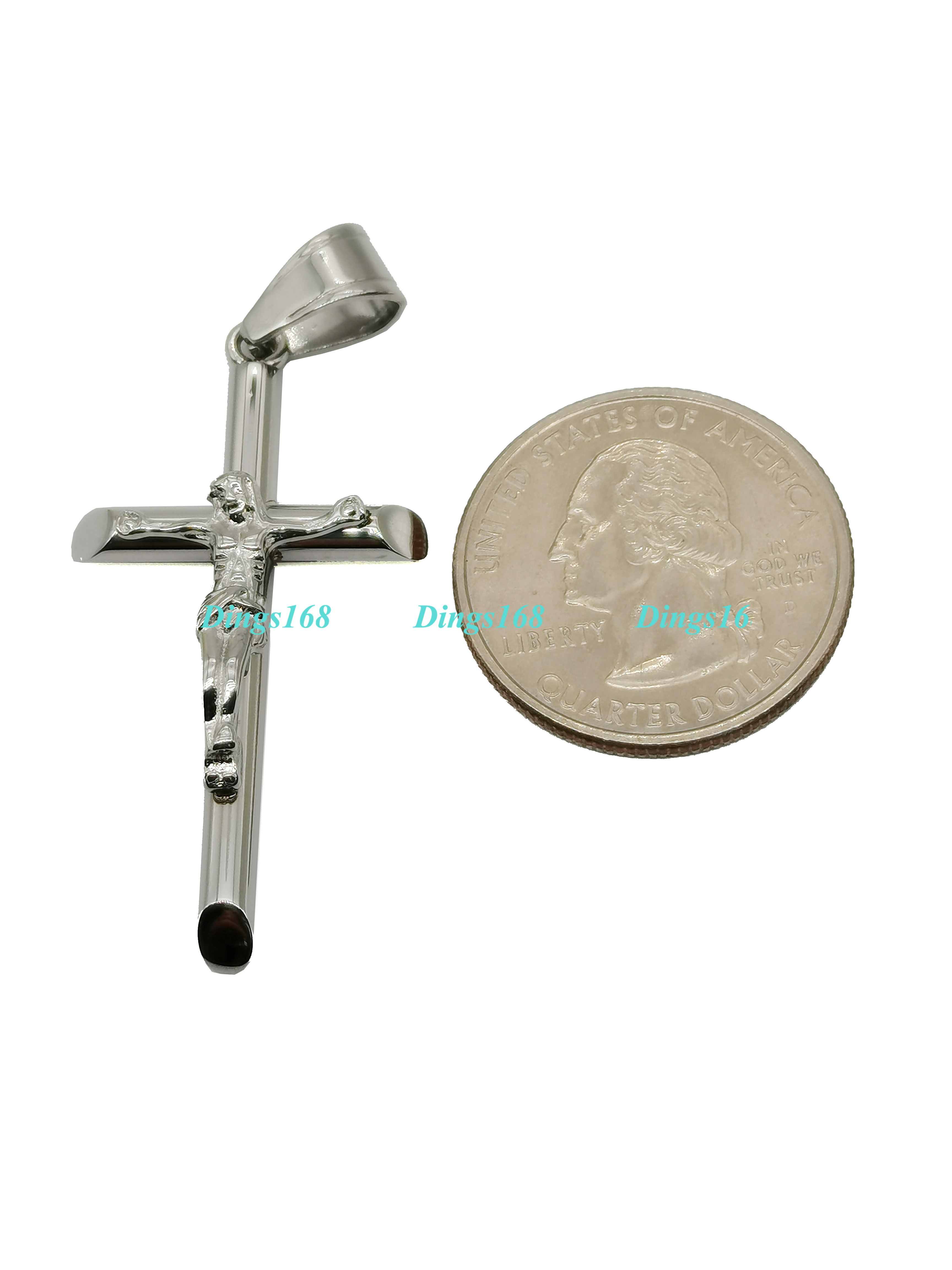 18K Gold Filled Crucifix Cross Pendant+16/18/20/22/24/26-38″ Necklace A378 White