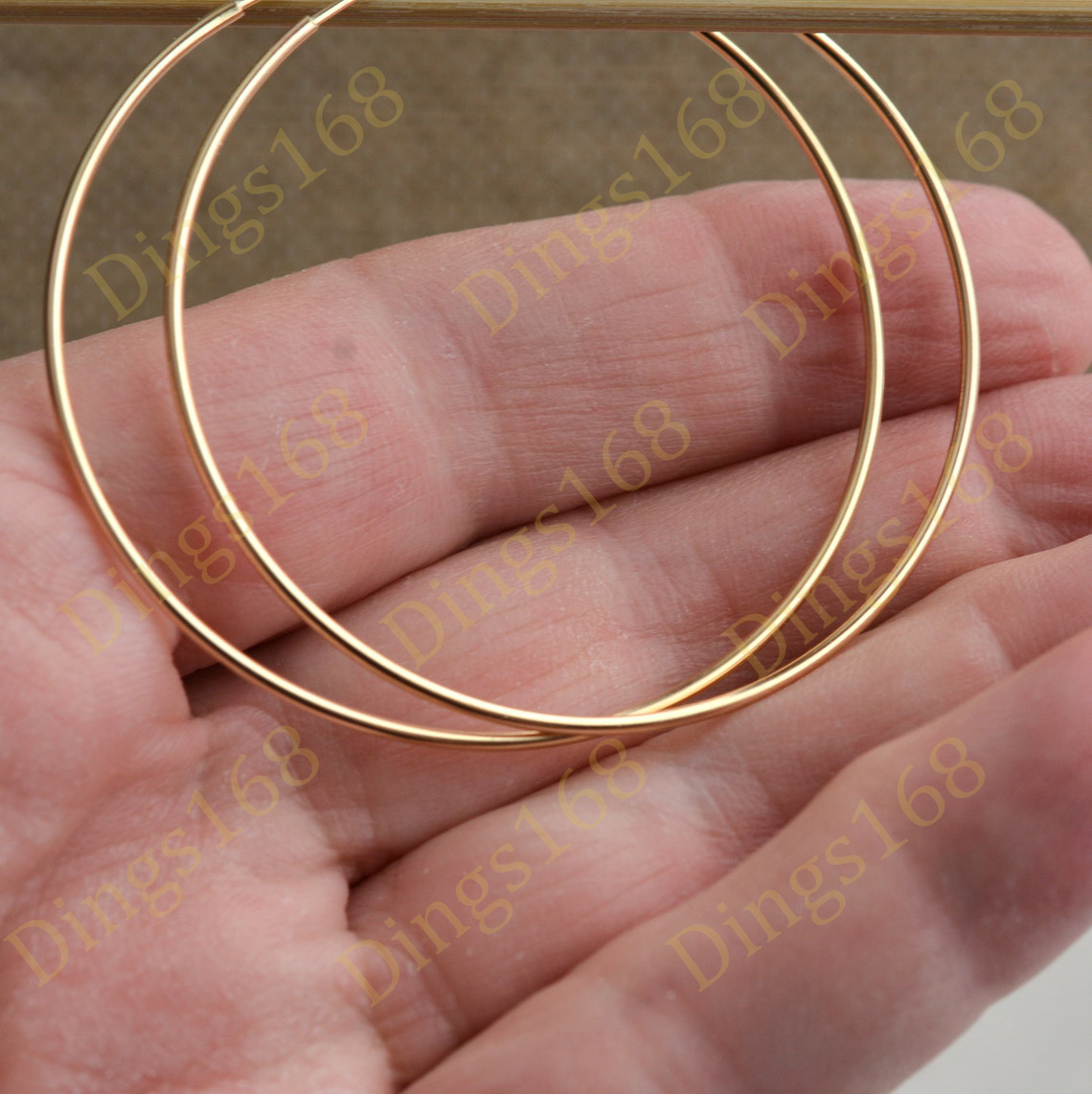 Real 18K Yellow Gold Filled Tarnish-Free Light-Weight THIN Endless Hoop Earrings