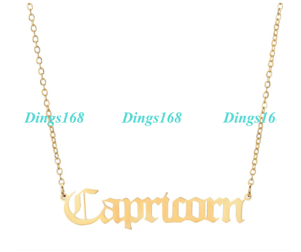 18K Yellow Gold Filled Zodiac Script 