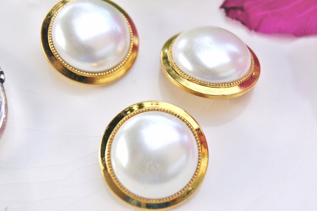 Vintage Gold Faux Pearl Shank Buttons