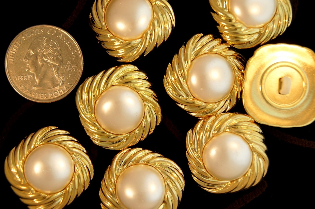 Metallic Gold Shank Pearl Buttons