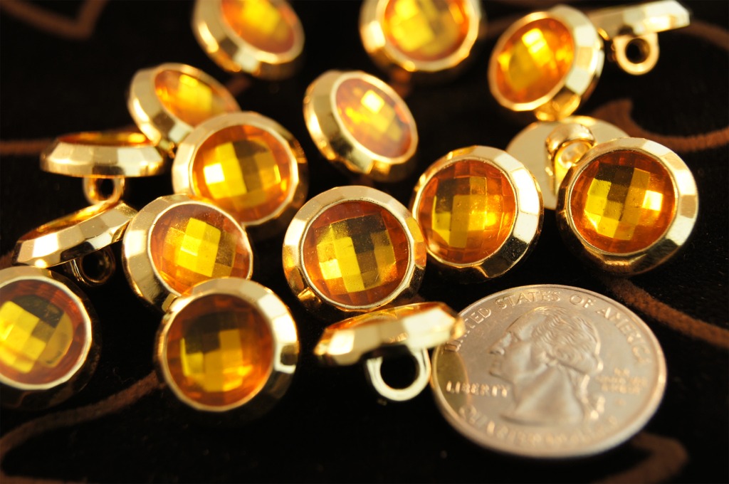 Gem Look Metallic Gold Shank Buttons