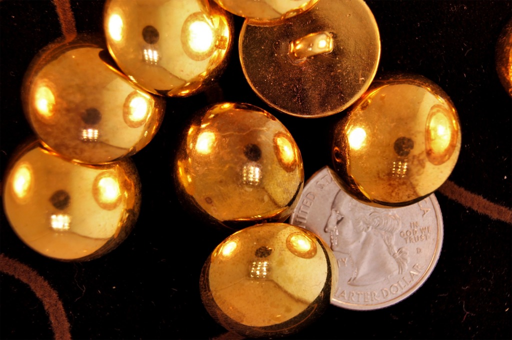 Vintage Gold Plastic Shank Dome Buttons