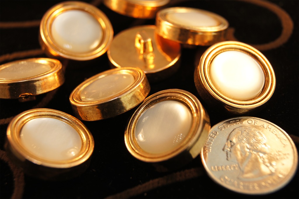 Vintage Gold Rim Pearl Shank Buttons