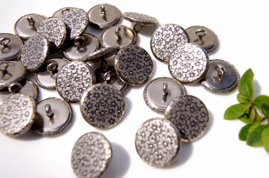 Vintage Flower Shank Metal Buttons 