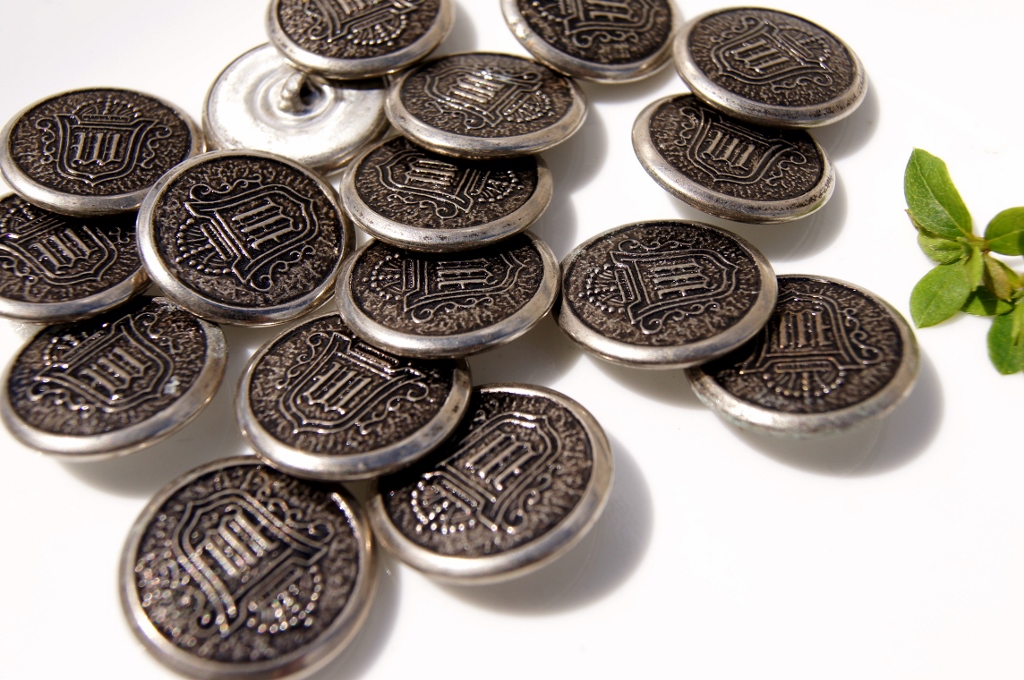Vintage Silver Embossed Metal Buttons