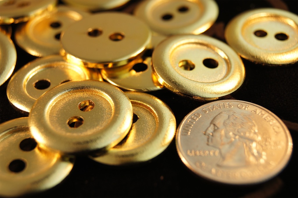 2 Hole Gold Buttons