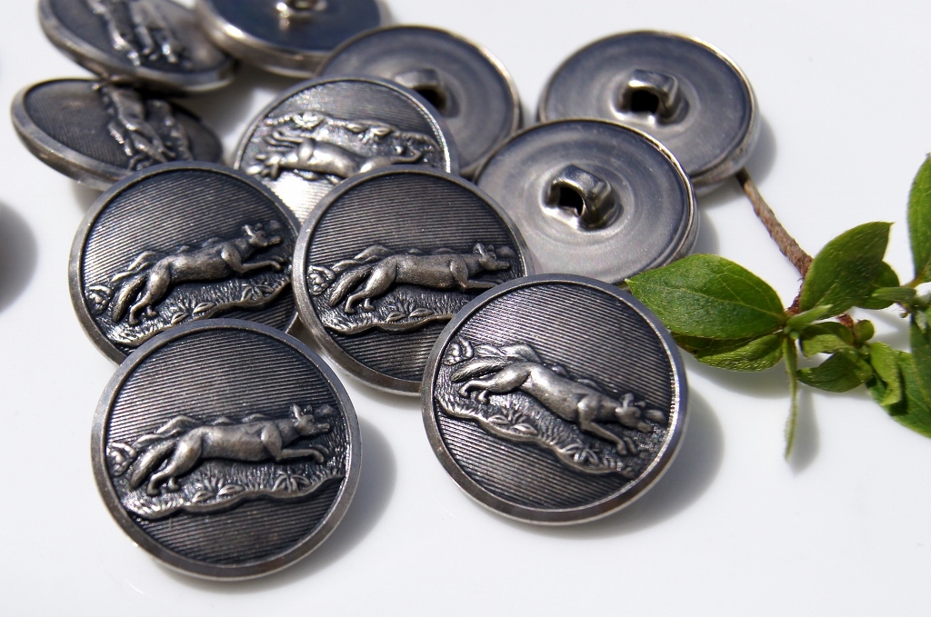 Animal Embossed Metal Vintage Buttons