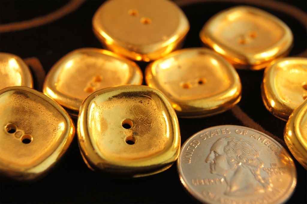2 Hole Metallic Gold Buttons