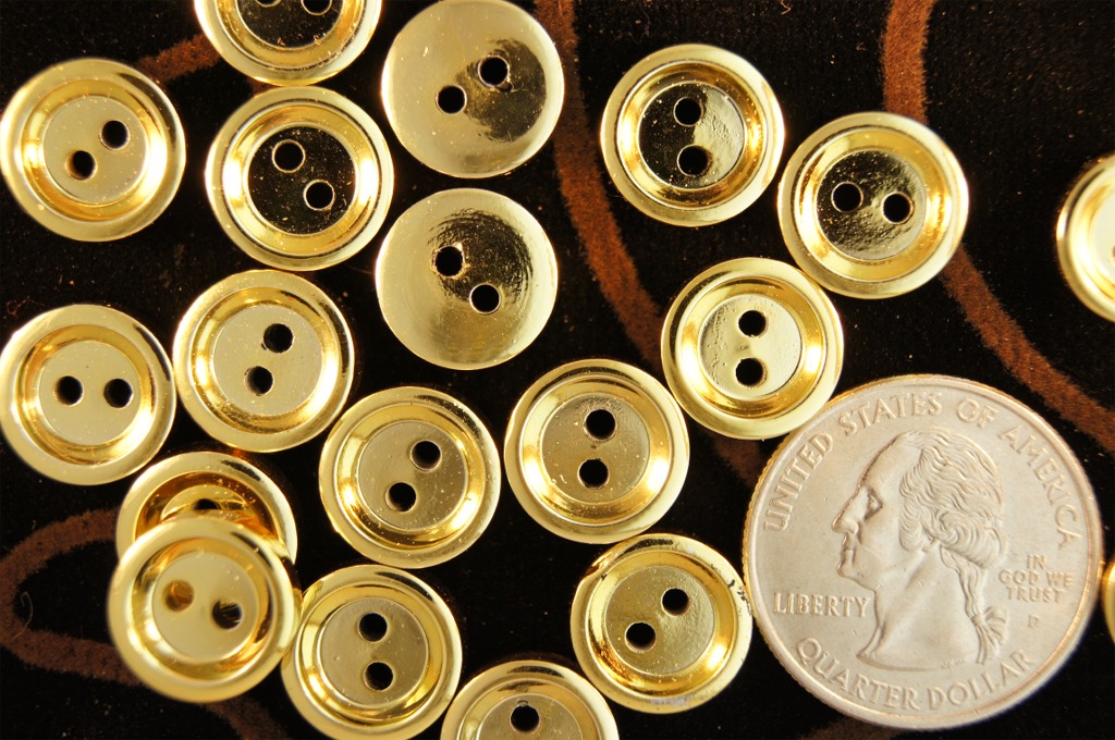 2 Hole Plastic Gold Buttons