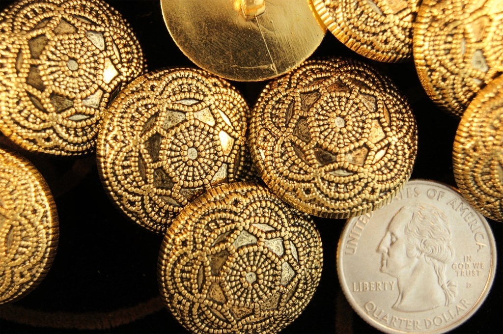 Embossed Flower Shank Gold Buttons