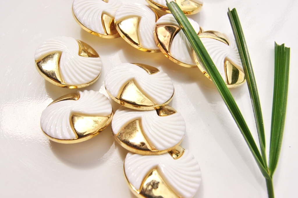 White and Metallic Gold Designer Buttons