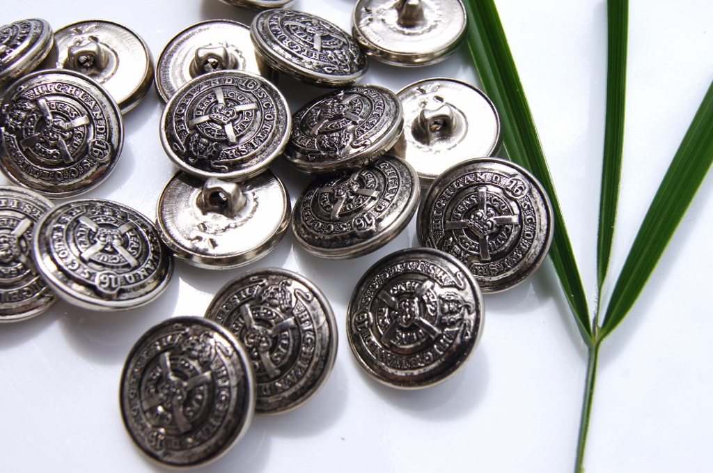 Silver Shank Vintage Embossed Metal Buttons