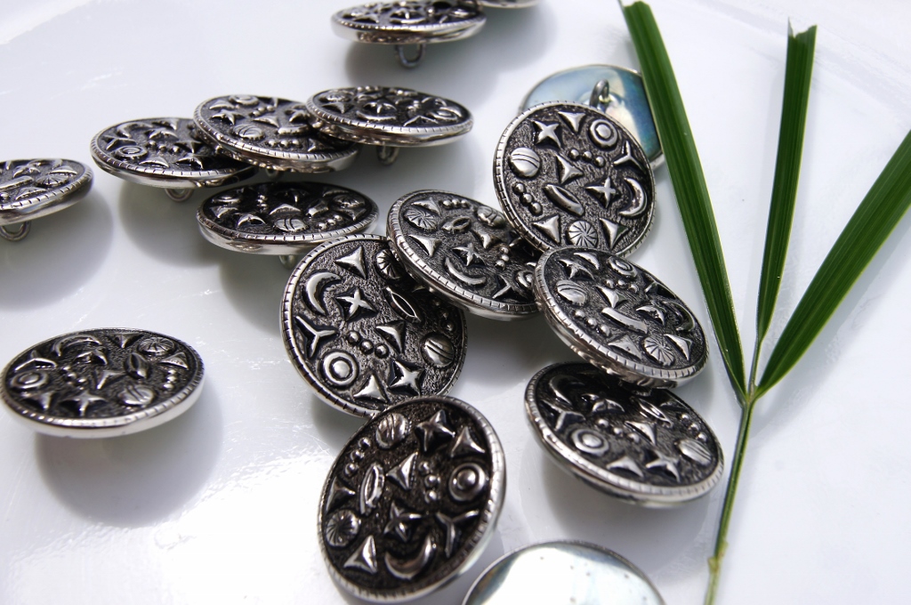 Silver Embossed Metal Shank Buttons
