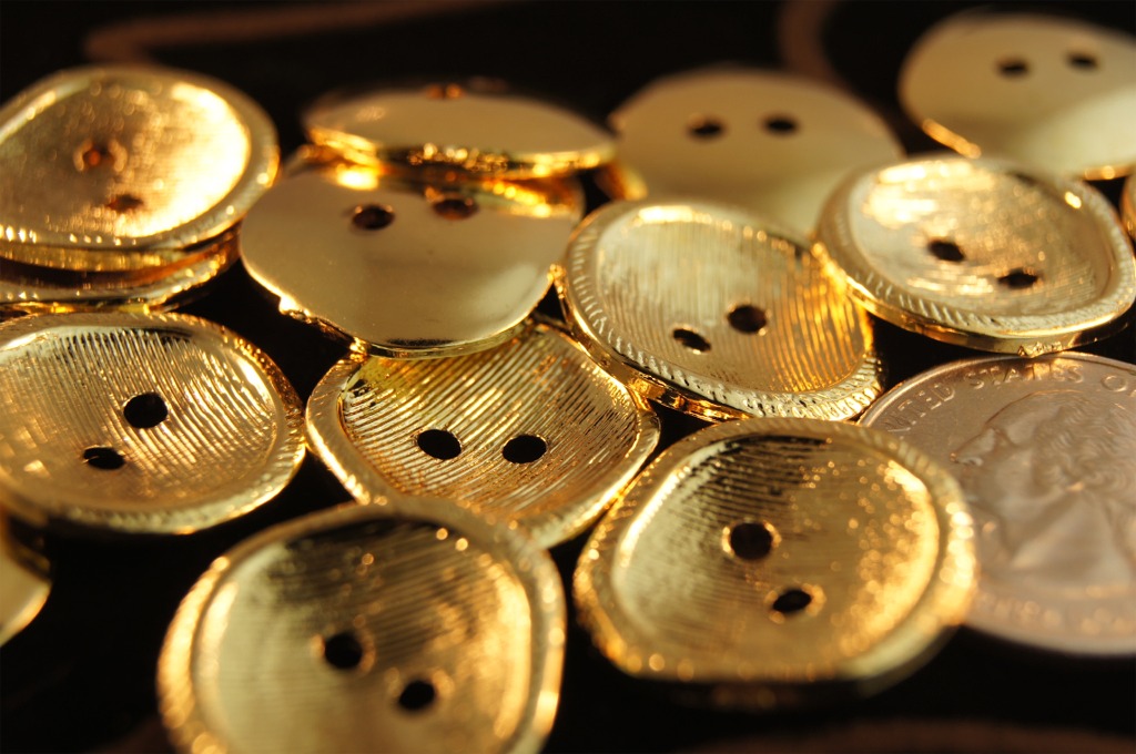 2 Hole Designer Gold Buttons