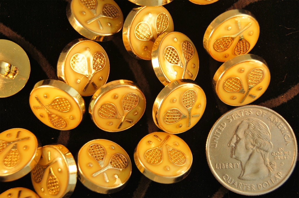 Gold Tennis Racquets Shank Buttons