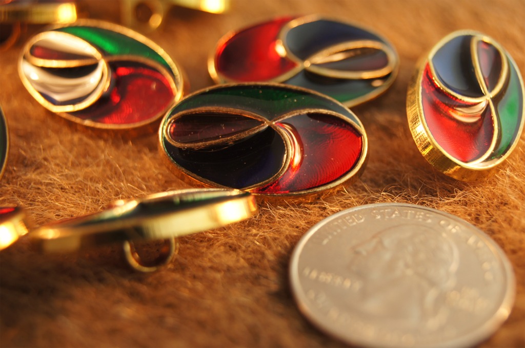 Red, Blue, Green, Gold Shank Fashion Buttons