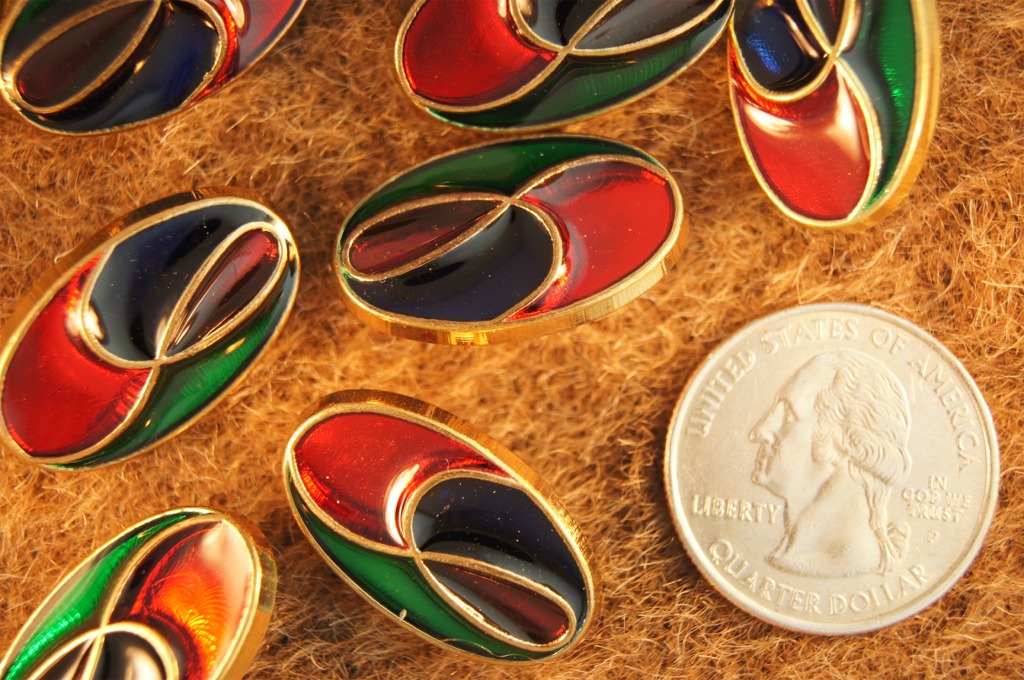 Red, Blue, Green, Gold Shank Fashion Buttons