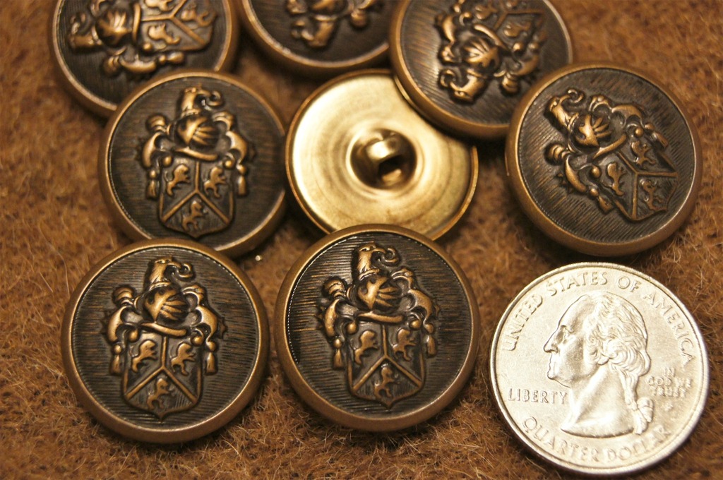 Vintage Embossed Metal Blazer Buttons