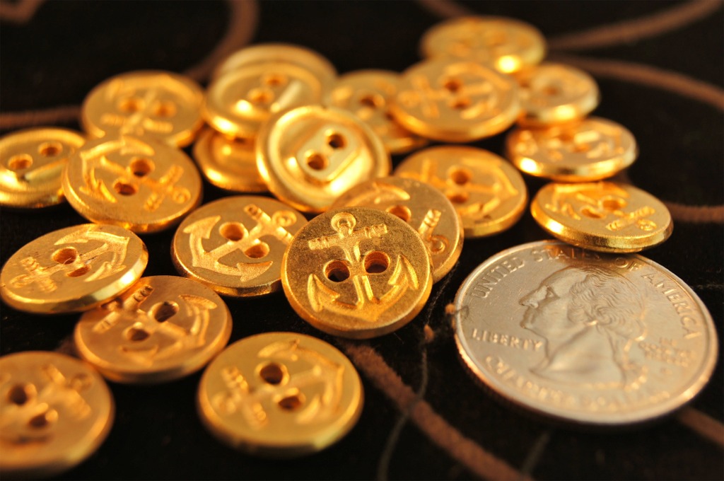 Gold Anchor 2 Hole Metal Buttons