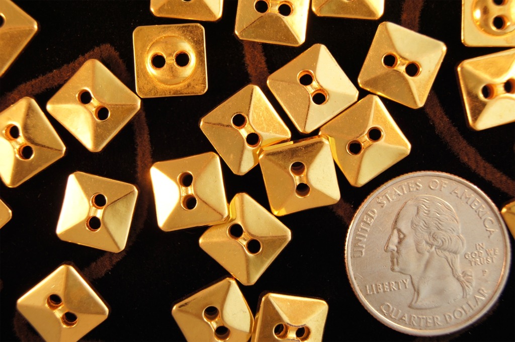 2 Hole Square Gold Buttons