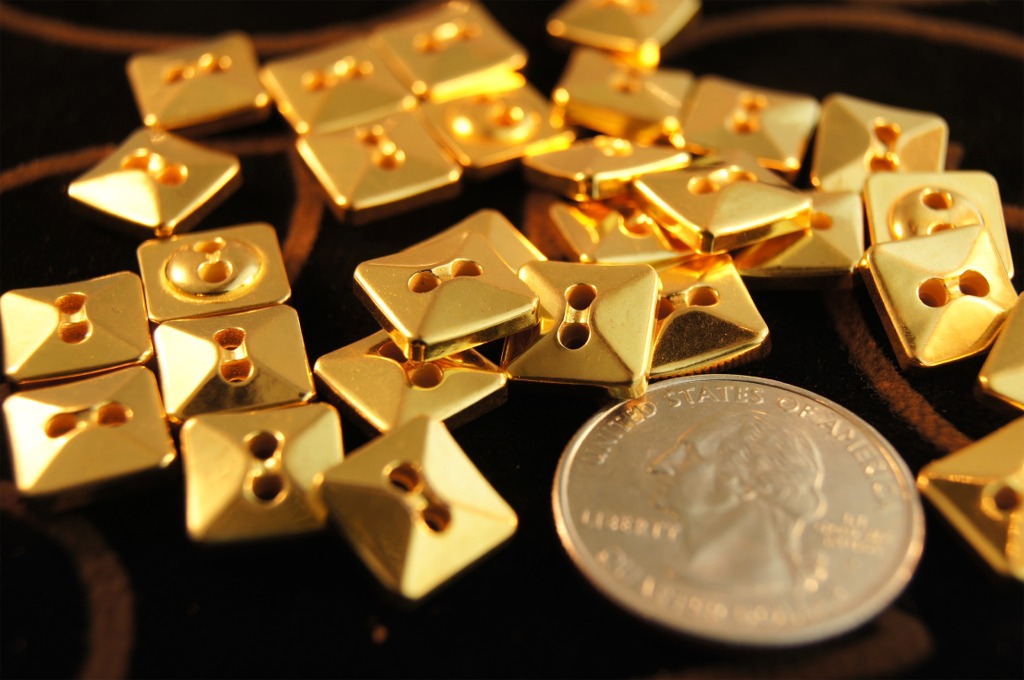 2 Hole Square Gold Buttons