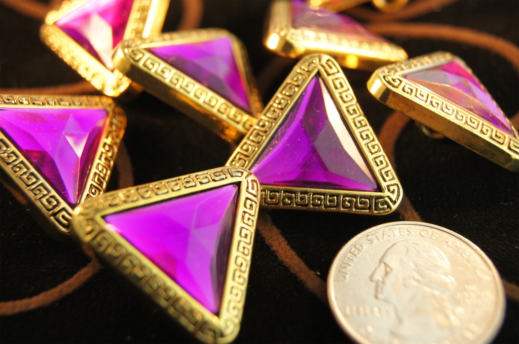 Purple Gem Gold Triangle Shank Buttons