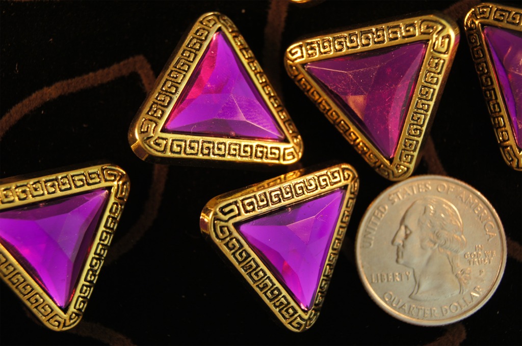 Purple Gem Gold Triangle Shank Buttons