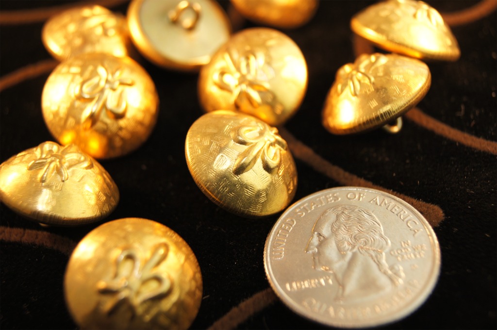 Embossed Metal Shank Gold Buttons