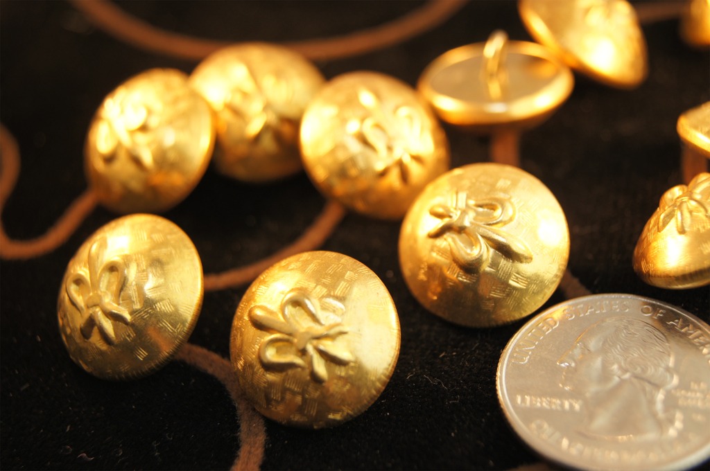 Embossed Metal Shank Gold Buttons