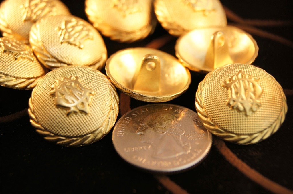 Embossed Gold Metal Blazer Shank Buttons