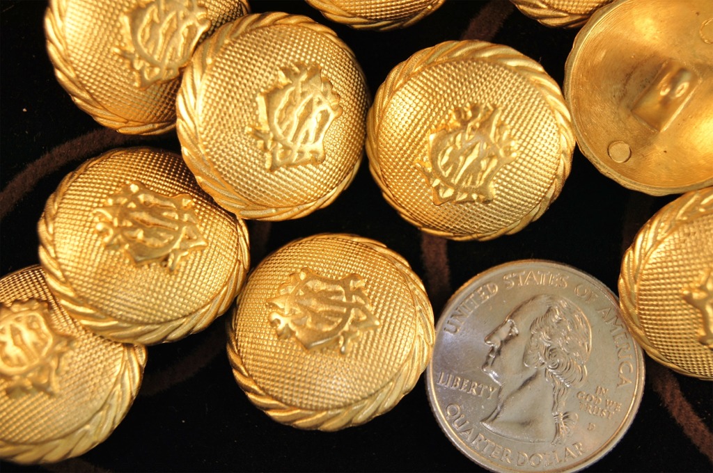 Embossed Gold Metal Blazer Shank Buttons
