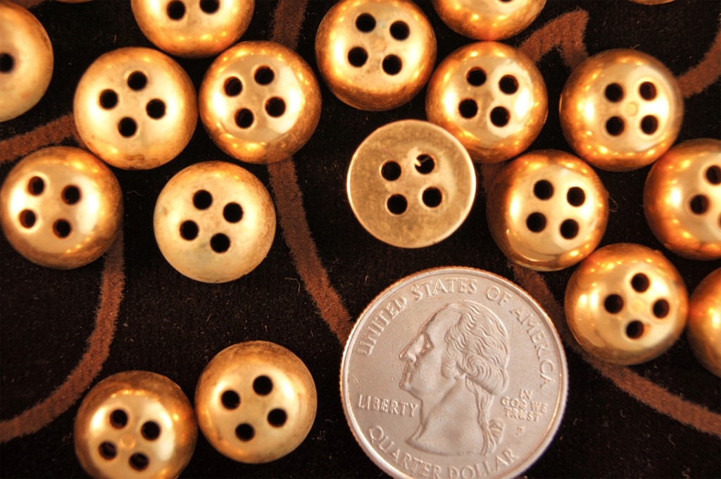Vintage Gold Metal Dome 4 hole Buttons