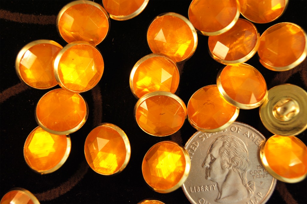Orange Gem Gold Buttons 