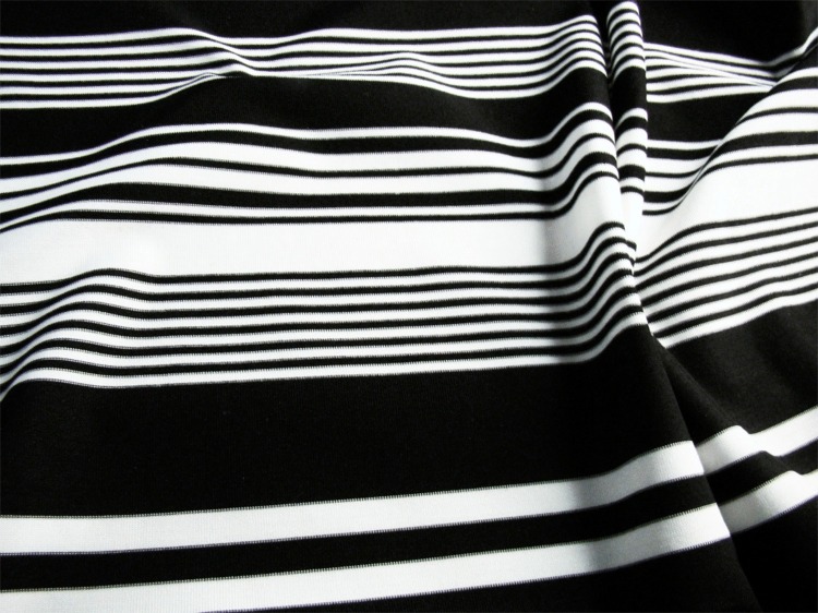 black and white striped jersey fabric