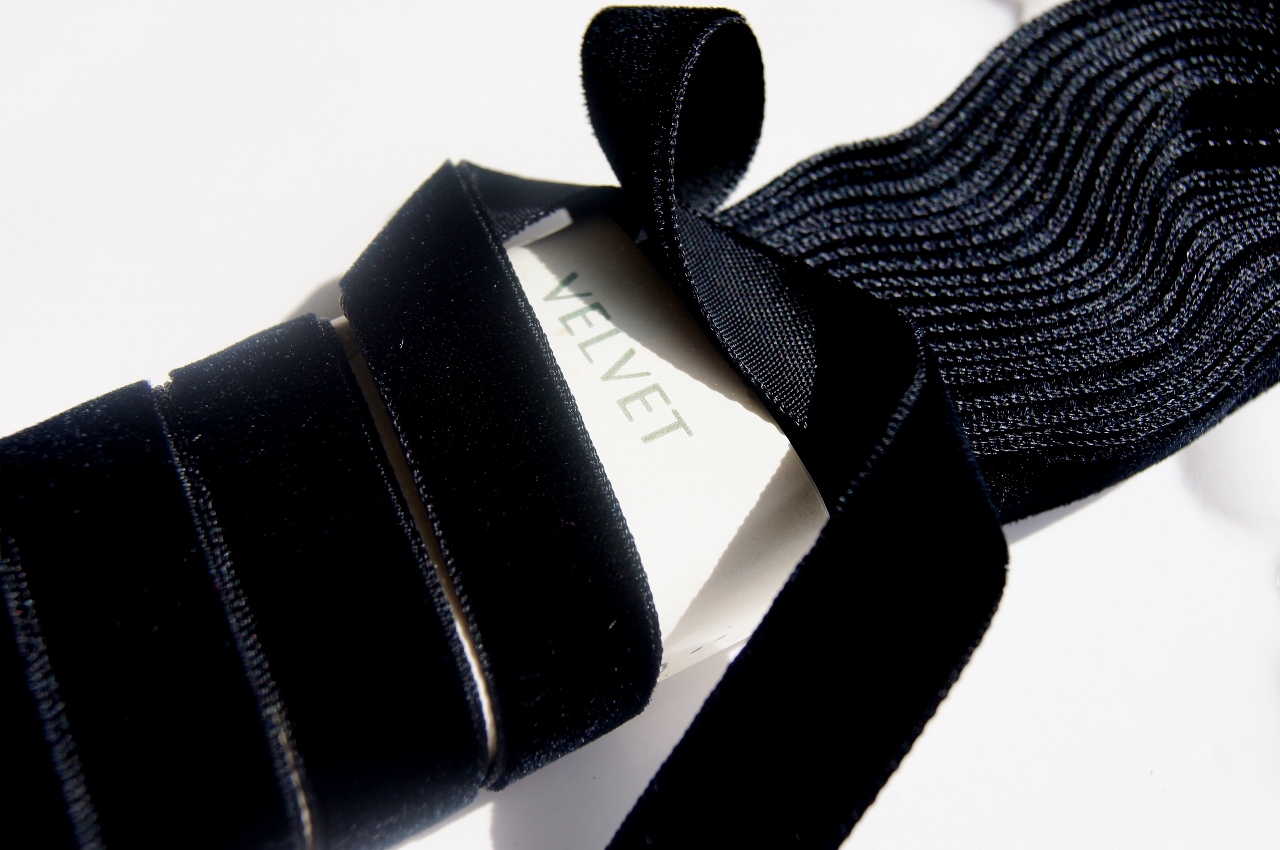 French Black Velvet Dress Ribbon Trim