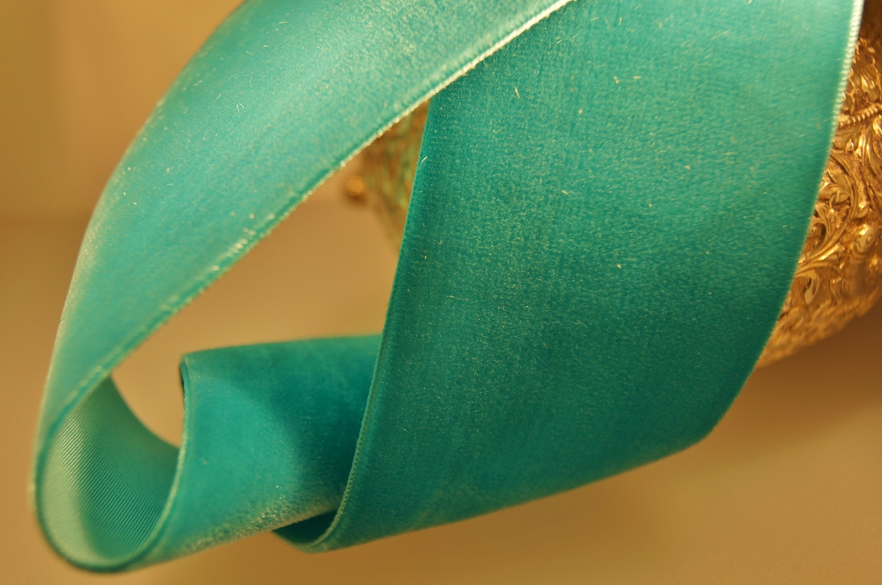 Swiss Velvet Ribbon Aquamarine Green