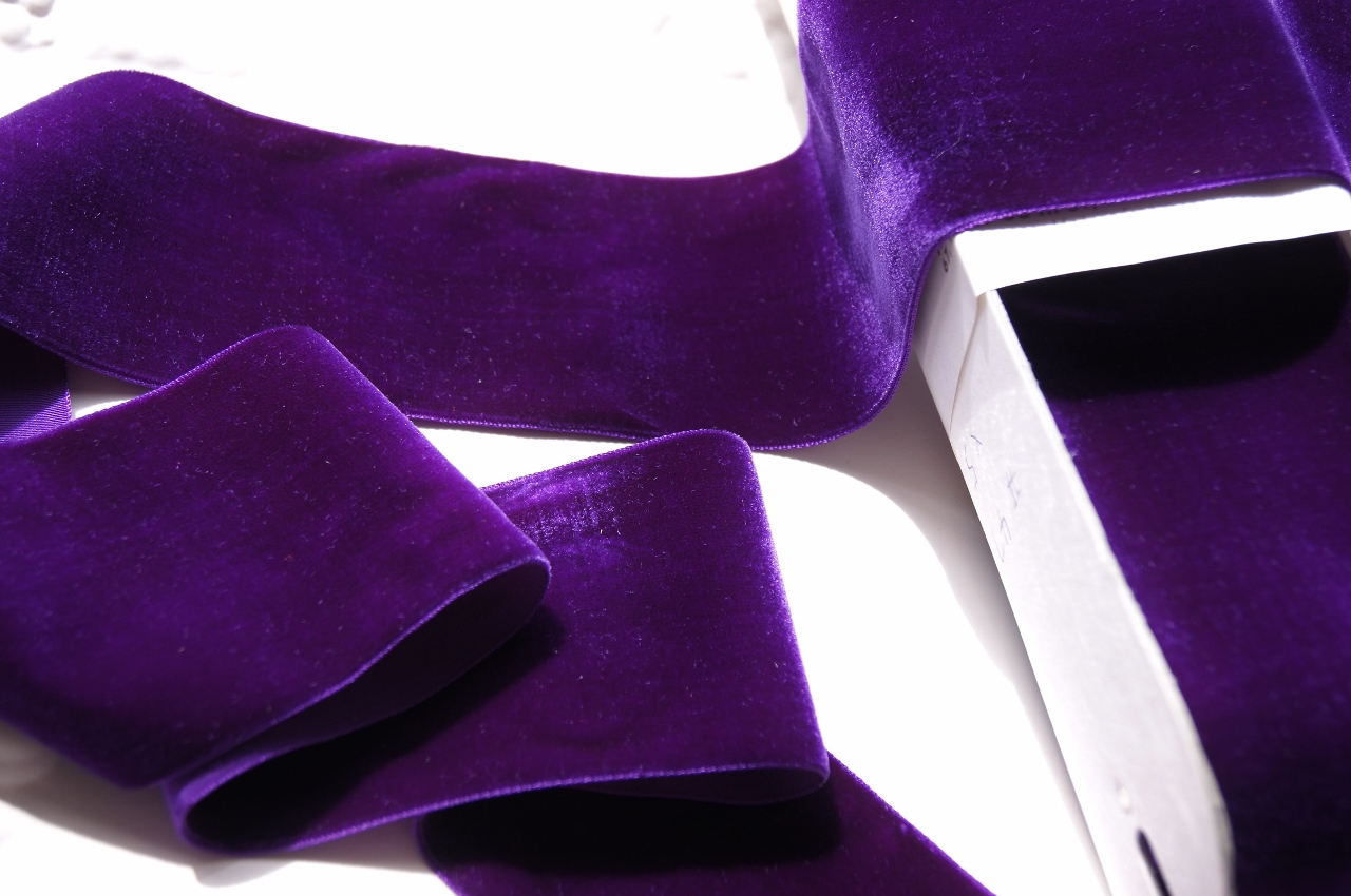 Purple French Wide Velvet Ribbon