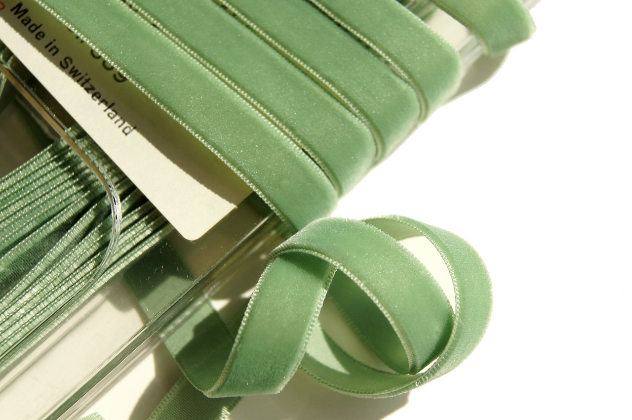 Celadon Green Swiss Velvet Ribbon