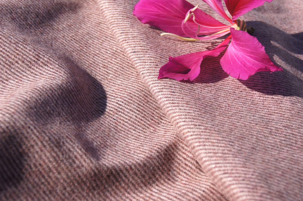 Vintage Tea Rose Brown Diagonal Striped Wool Coating Fabric