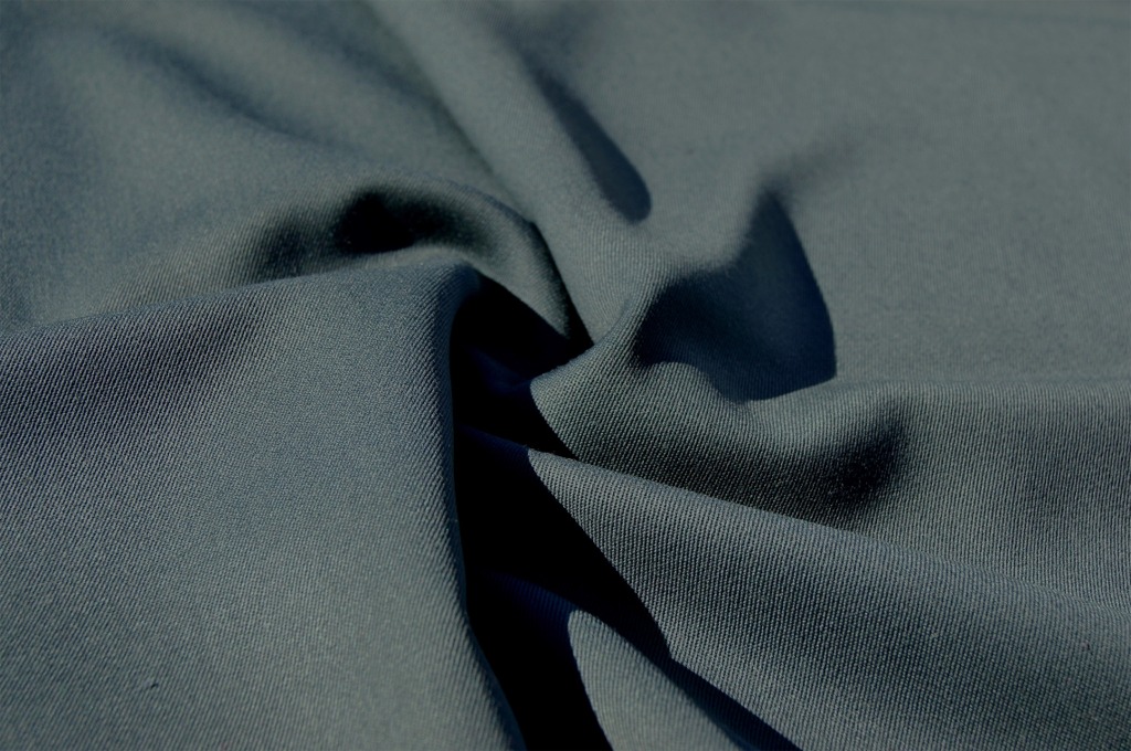 Gray Blue Pure Wool Gabardine Fabric