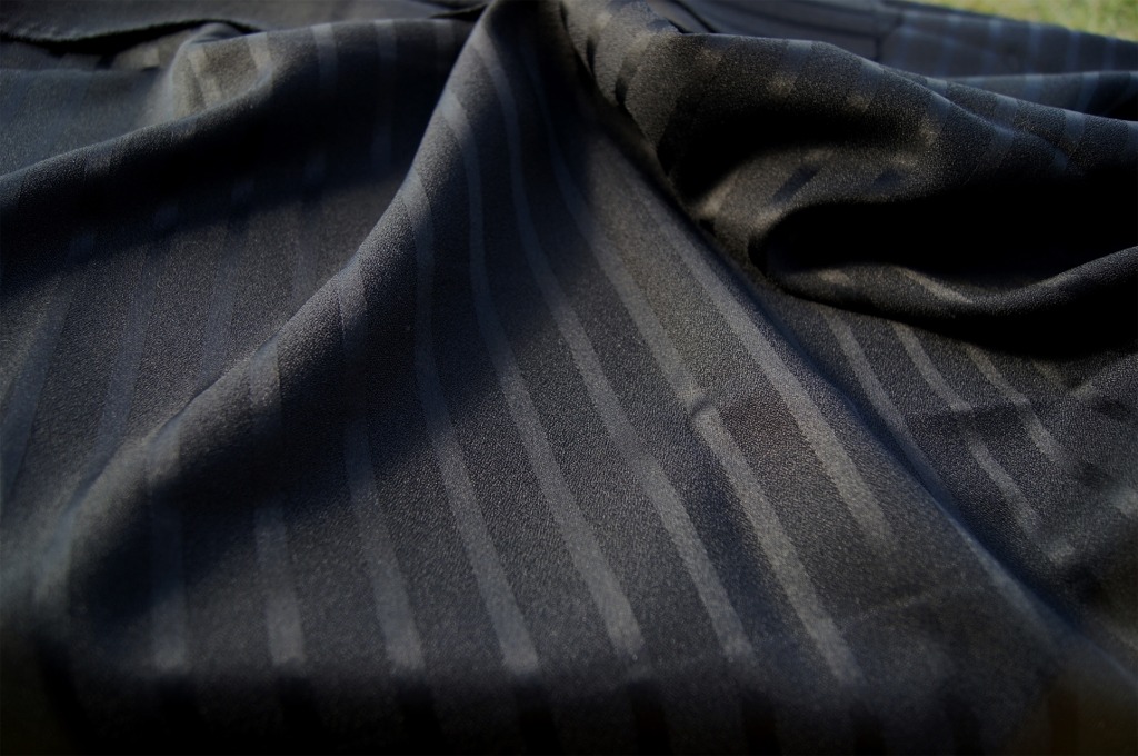 Designer Satin Striped Black Crepe Fabric