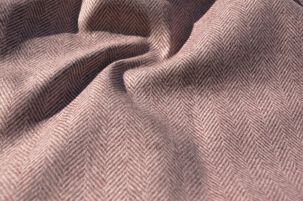 Herringbone Vintage Tea Rose Brown Wool Coating Fabric