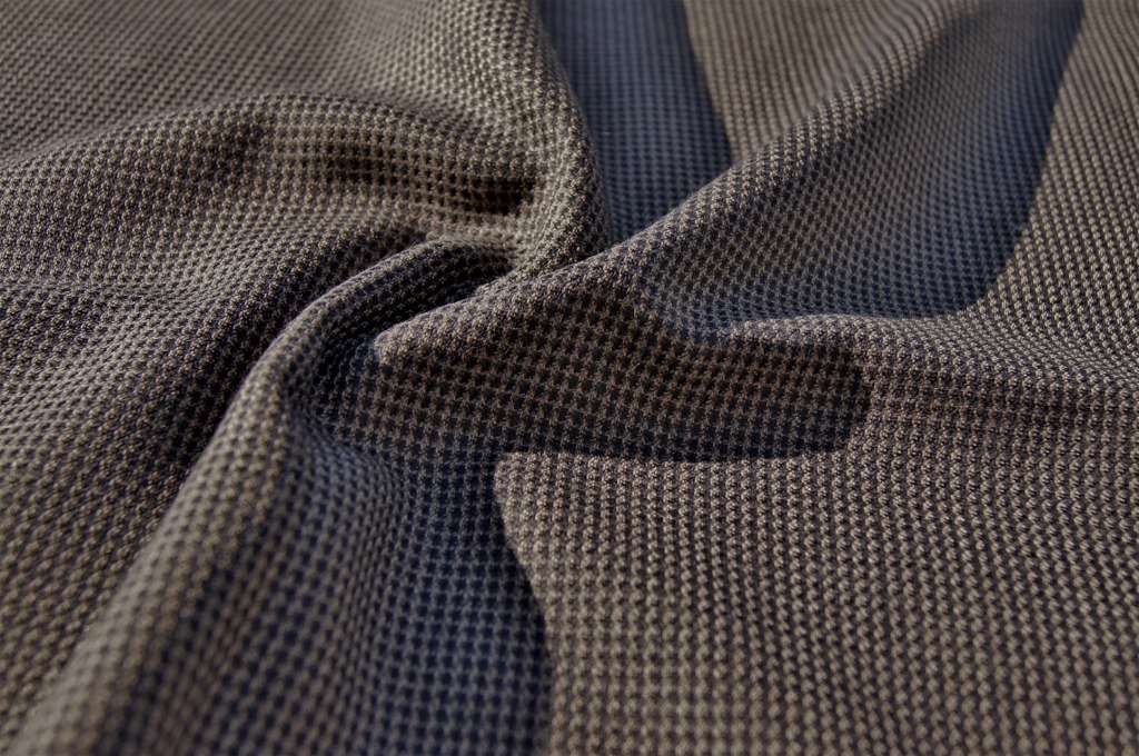 Small Check Black Taupe Textured Wool Fabric